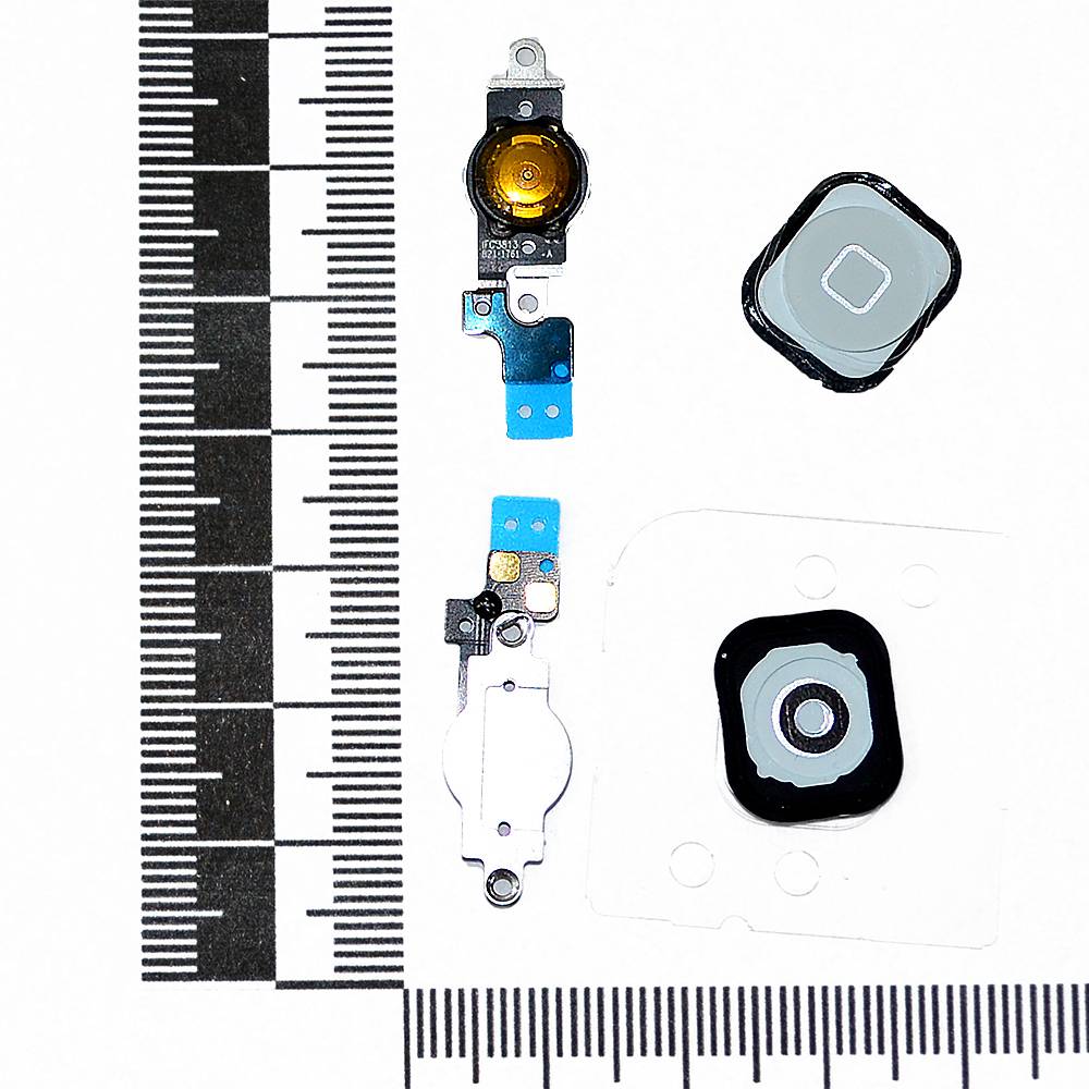 Механизм кнопки HOME iPhone 5C с толкателем и шлейфом + прокладка + металлический держатель белый