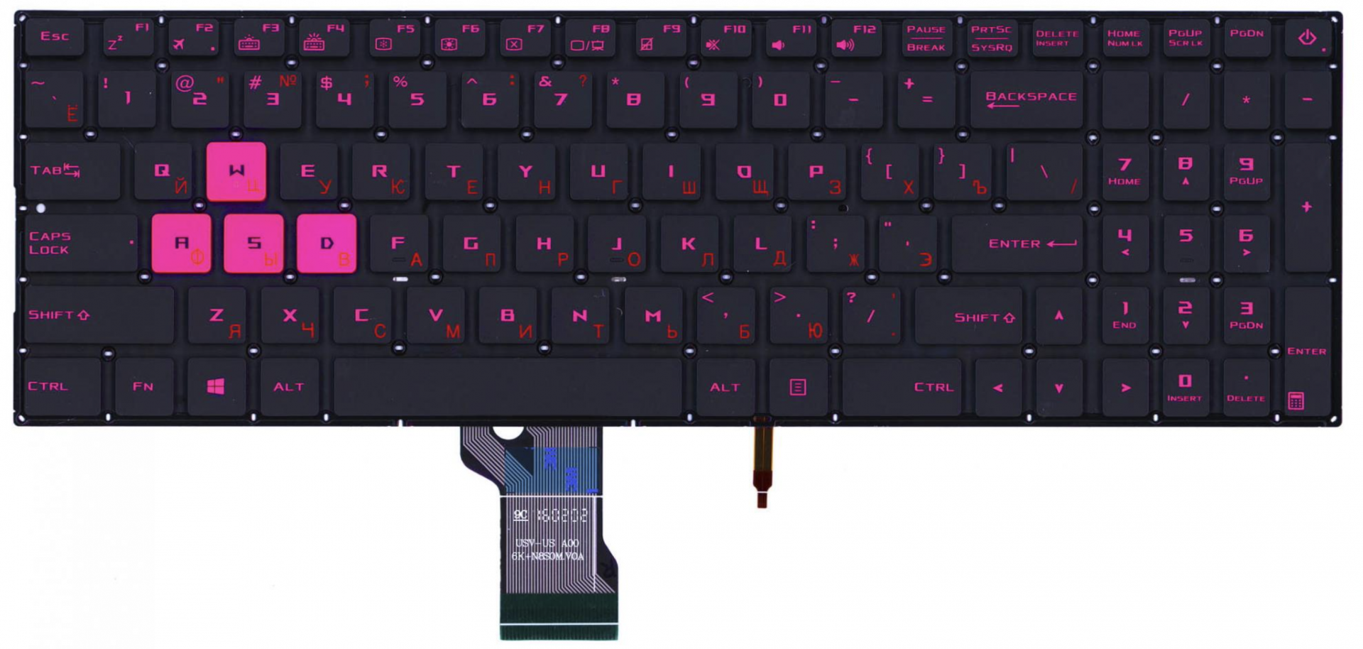 Клавиатура ASUS ROG GL502VM без рамки, с фиолетовой подсветкой, OEM