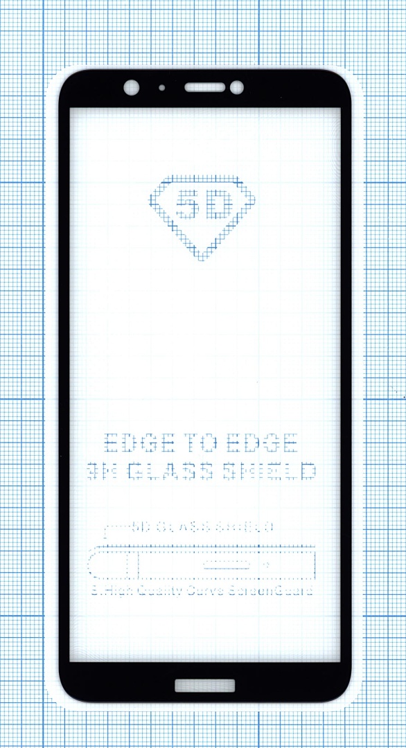 Защитное стекло "Полное покрытие" для Huawei P Smart / Huawei Enjoy 7S черное