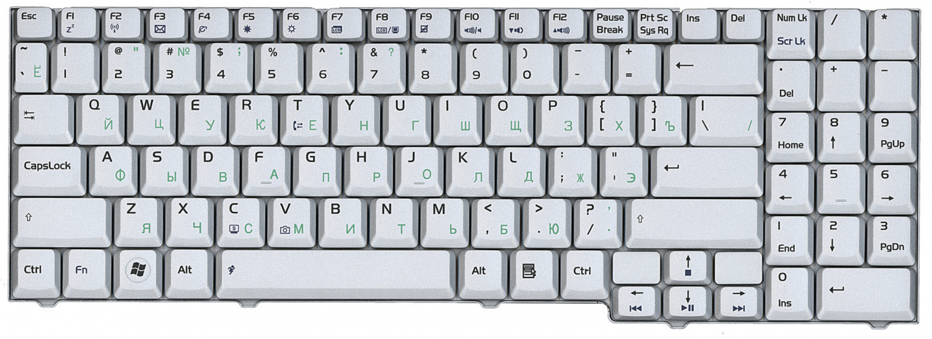 Клавиатура ASUS M70L серебристая, OEM