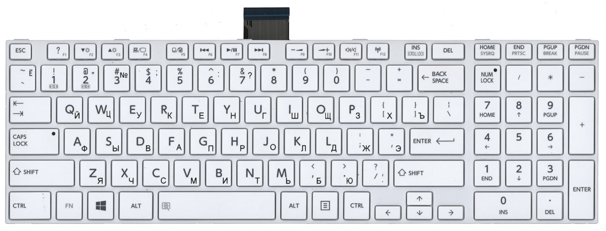 Клавиатура Toshiba Satellite L950 белая, с рамкой, OEM