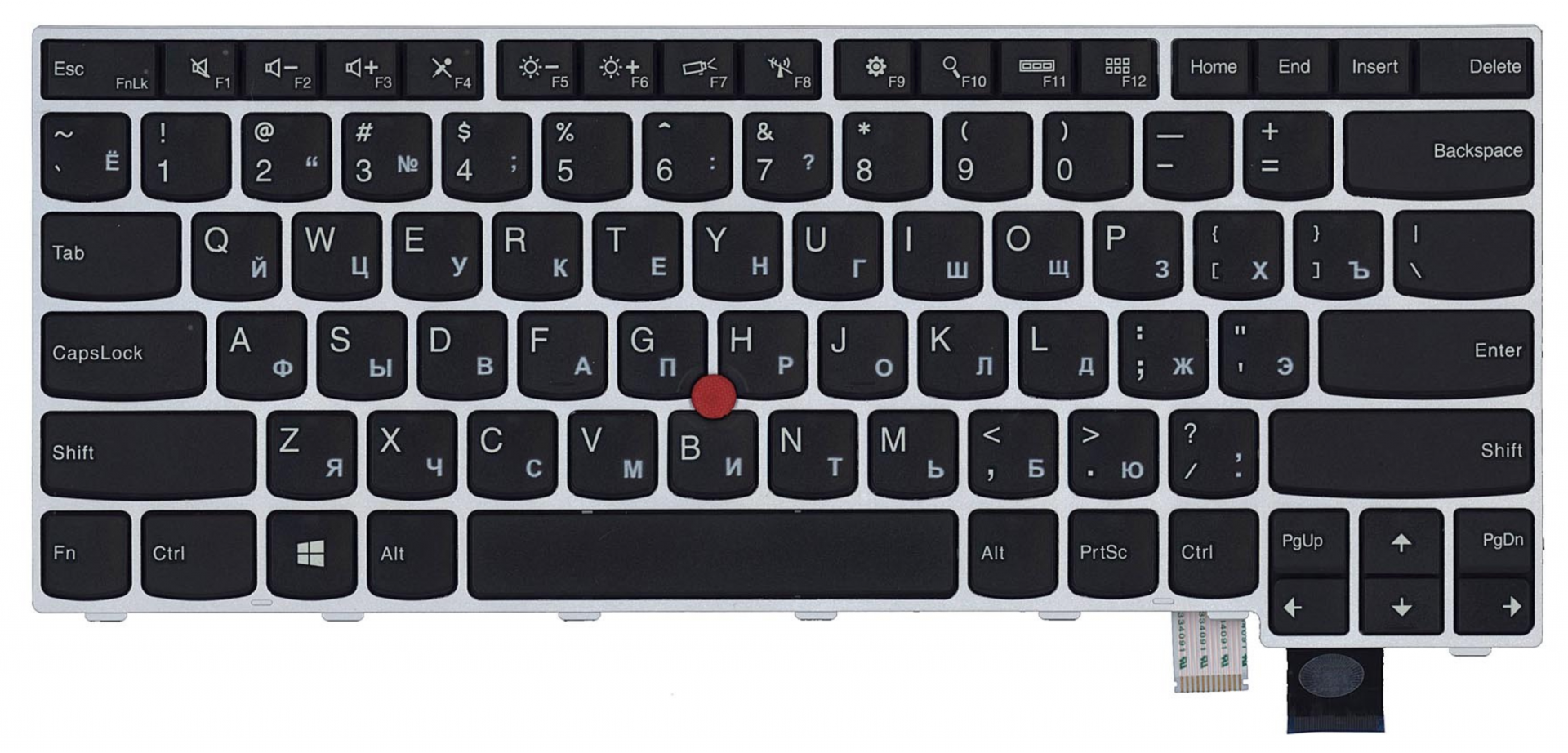 Клавиатура Lenovo ThinkPad T460s-32CD с серебристой рамкой, OEM