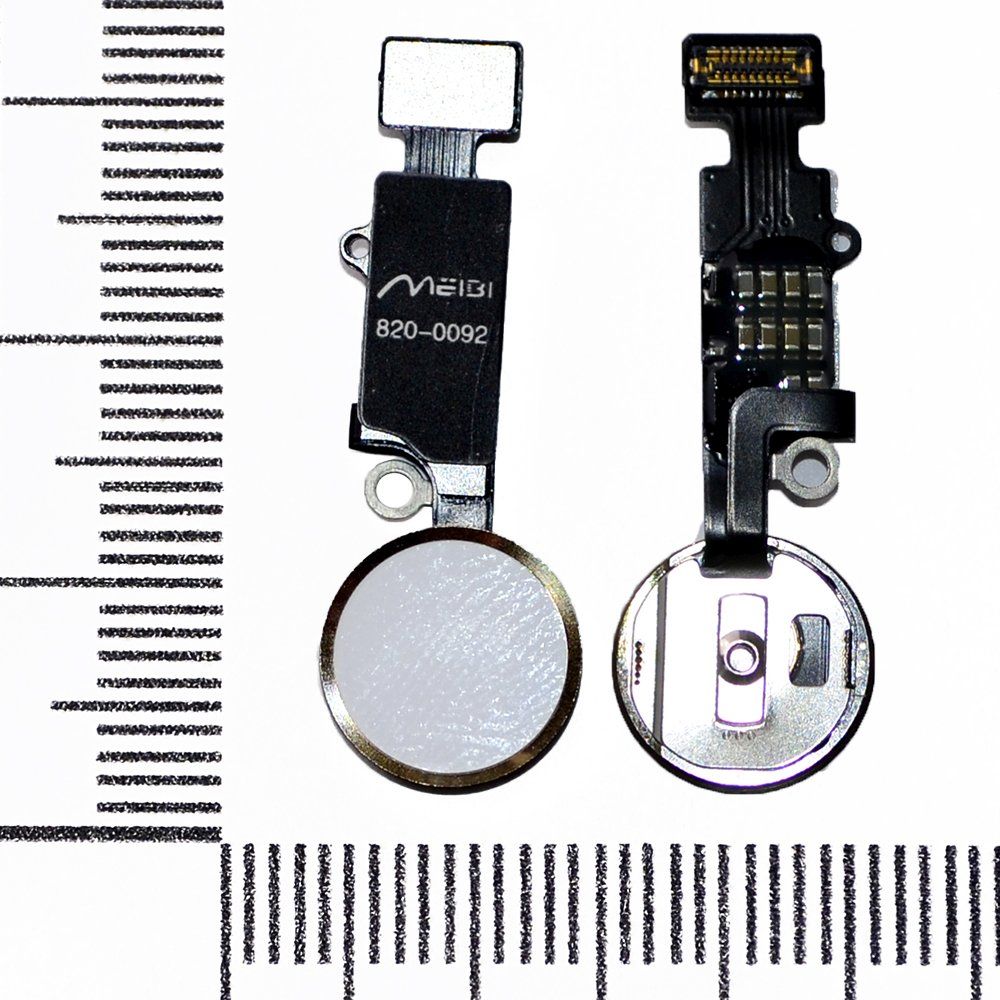 Механизм кнопки HOME iPhone 7/7 Plus/8/8 Plus с толкателем и шлейфом зол /работает без Bluetooth/ MB