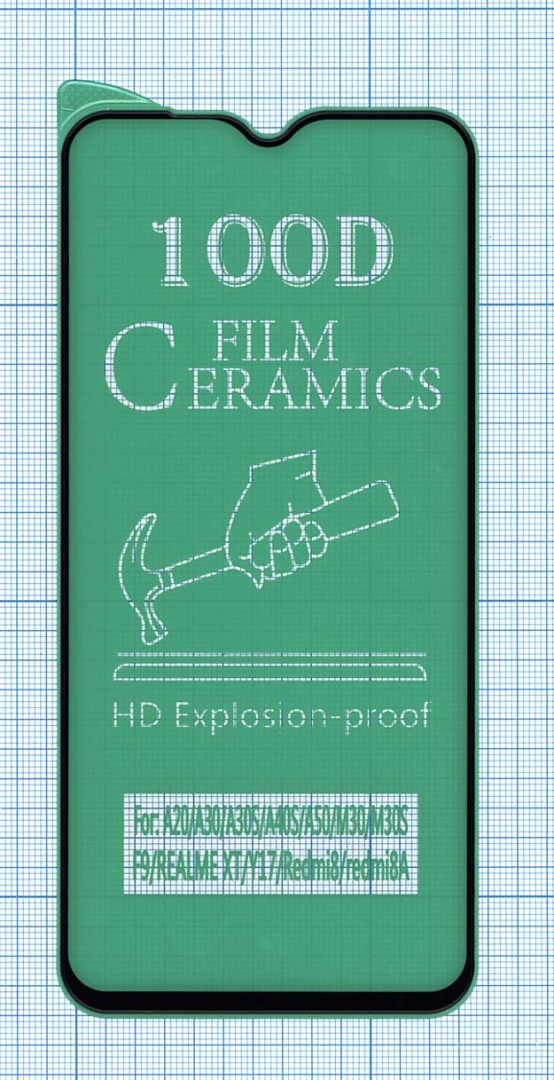 Керамическая пленка (стекло) для Samsung A20/A30/A30S/A40S/A50/A50S черная