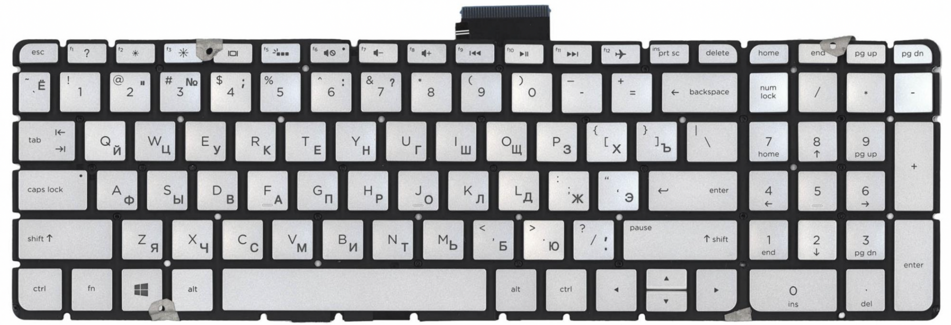 Клавиатура HP Omen 15-ax216ur 2ER06EA серебристая, с подсветкой, OEM