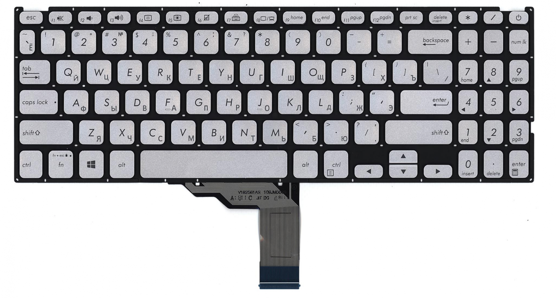 Клавиатура ASUS VivoBook X512UA серебристая, с подсветкой, OEM