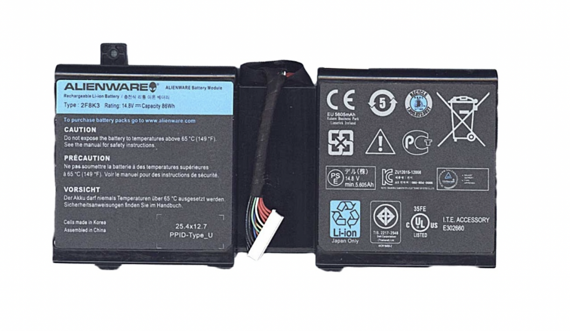 Аккумулятор DELL Alienware M17x 14.4V, 86Wh, Original