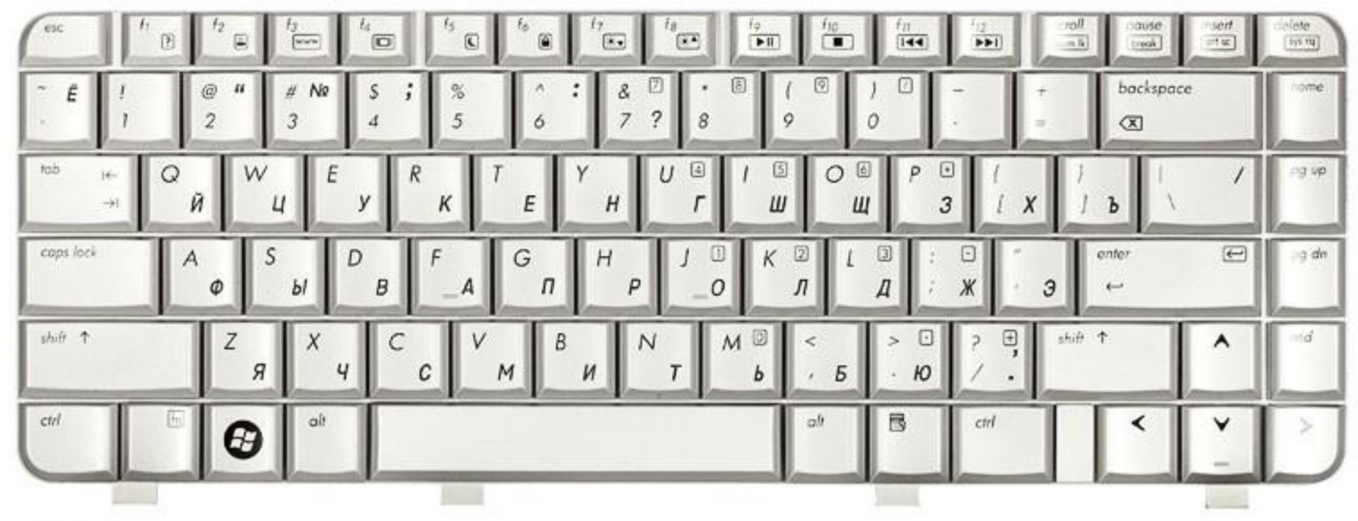 Клавиатура HP Pavilion DV2600 серебристая, OEM