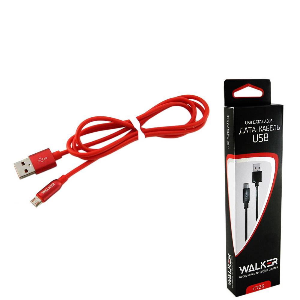 Кабель USB - micro USB WALKER C725 красный (1м)