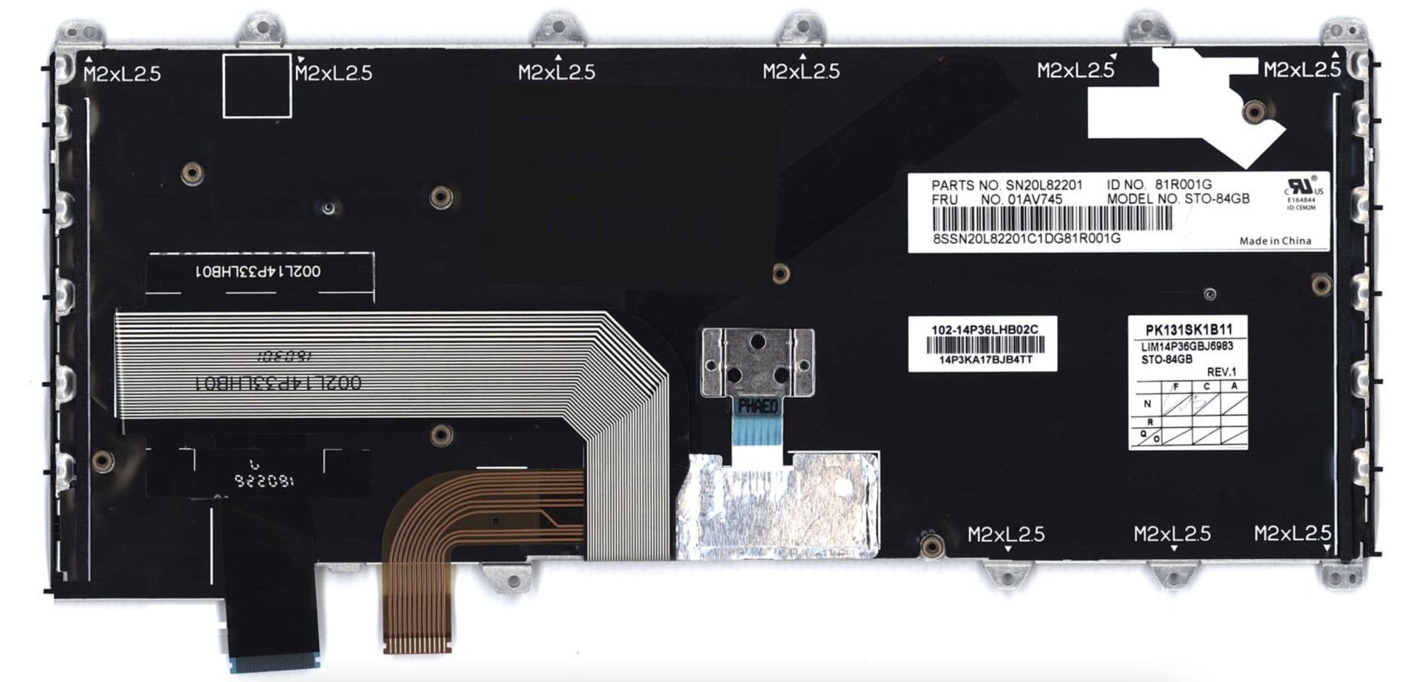 Клавиатура Lenovo Thinkpad X380 с подсветкой, OEM